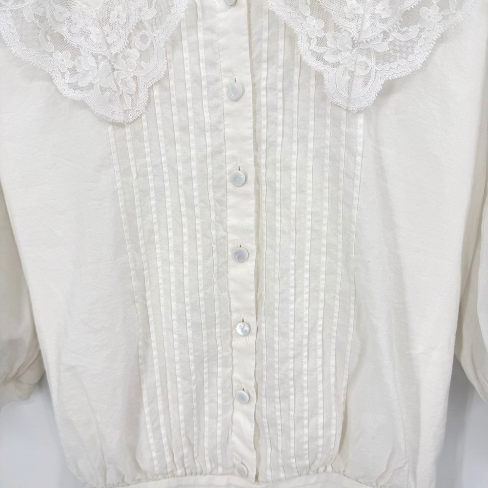 Reformation Kairos Lace Trim Dress Size 12 Collar Pintuck Cottagecore Coquette - Picture 9 of 14